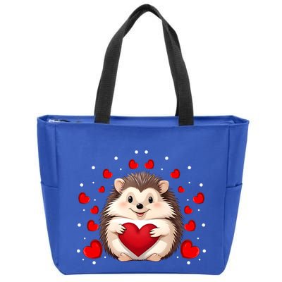 Hedgehog Lover Love Hearts Hedgehog Valentines Day Gift Zip Tote Bag