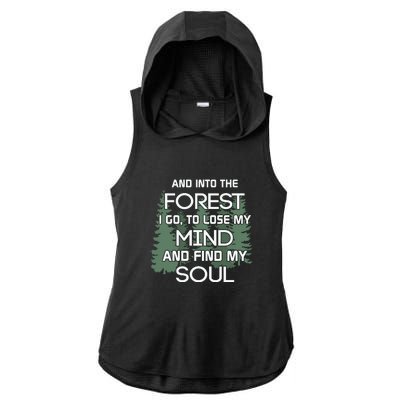 Hiking Lover Lose My Mind & Find My Soul Camping Ladies PosiCharge Tri-Blend Wicking Draft Hoodie Tank