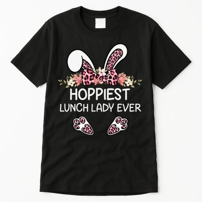 Hoppiest Lunch Lady Ever Leopard Women Easter Day Bunny Tall T-Shirt