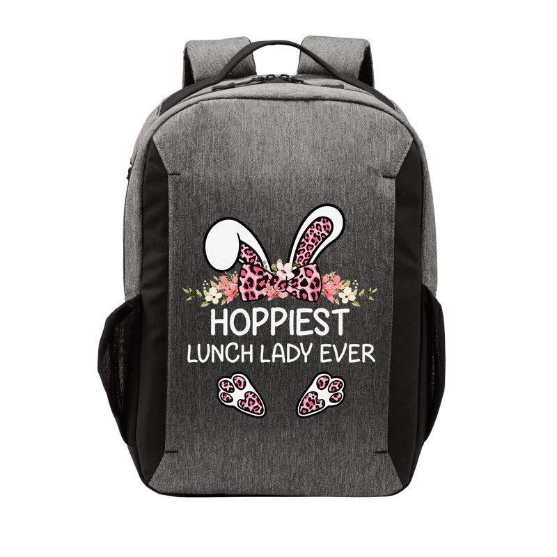 Hoppiest Lunch Lady Ever Leopard Women Easter Day Bunny Vector Backpack