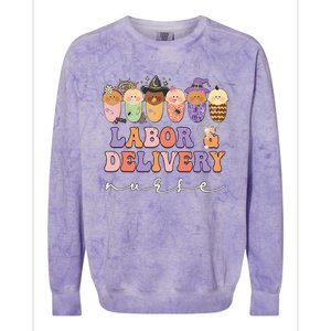 Halloween L&D Labor And Delivery Nurse Party Costume Colorblast Crewneck Sweatshirt