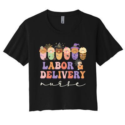 Halloween L&D Labor And Delivery Nurse Party Costume Women's Crop Top Tee