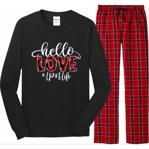 Hello Love Lpn Life Flannel Valentine's Day Great Gift Long Sleeve Pajama Set