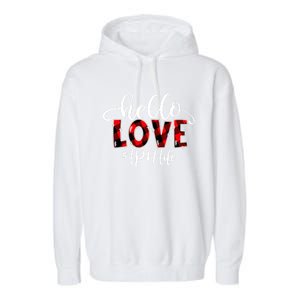 Hello Love Lpn Life Flannel Valentine's Day Great Gift Garment-Dyed Fleece Hoodie