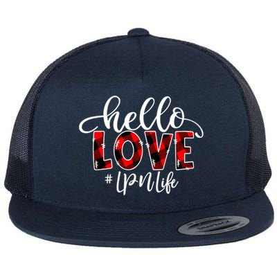 Hello Love Lpn Life Flannel Valentine's Day Cool Gift Flat Bill Trucker Hat