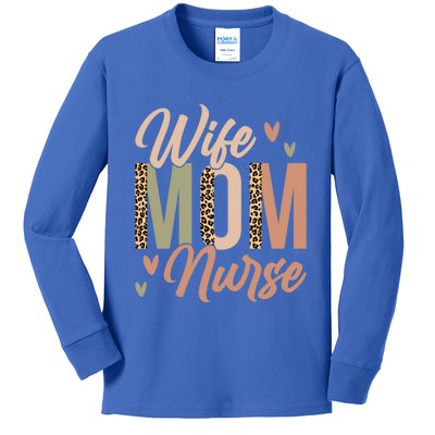 Half Leopard Letter Mothers Day Nurse Mom Funny Gift Kids Long Sleeve Shirt