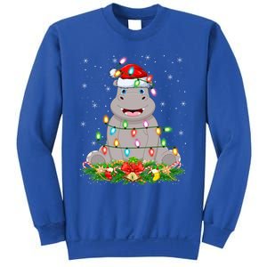 Hippo Lover Lighting Xmas Santa Hippopotamus Christmas Gift Sweatshirt