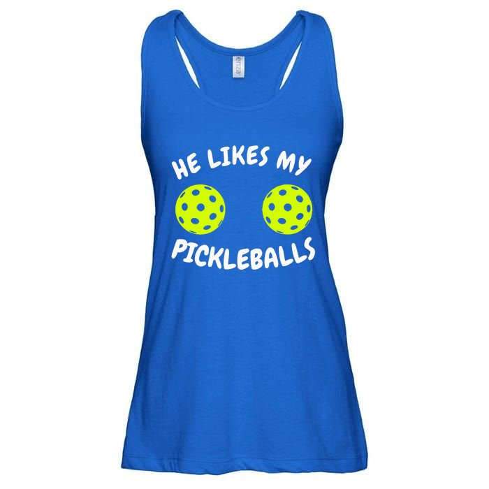 He Likes My Pickleballs Couple Pickleball Matching Ladies Essential Flowy Tank