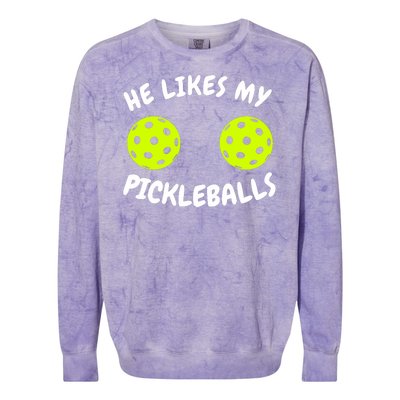 He Likes My Pickleballs Couple Pickleball Matching Colorblast Crewneck Sweatshirt