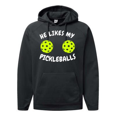 He Likes My Pickleballs Couple Pickleball Matching Performance Fleece Hoodie