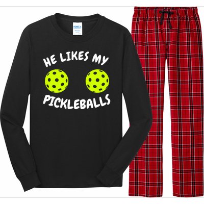 He Likes My Pickleballs Couple Pickleball Matching Long Sleeve Pajama Set