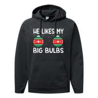 He Likes My Big Bulbs Funny Couples Matching Christmas Performance Fleece Hoodie