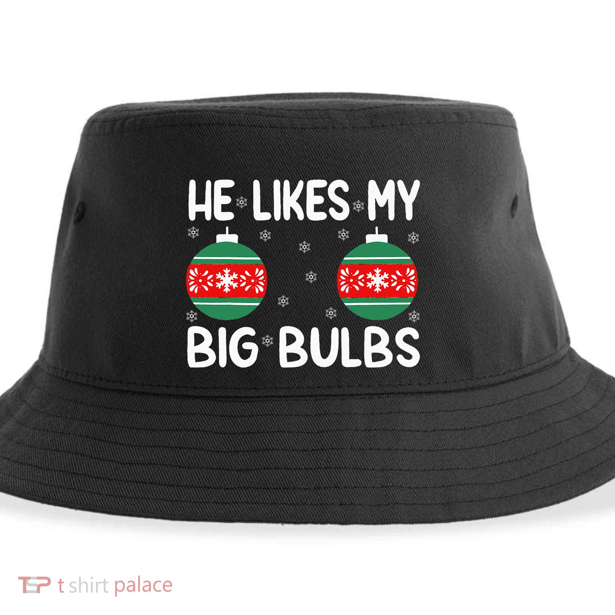 He Likes My Big Bulbs Funny Couples Matching Christmas Sustainable Bucket Hat
