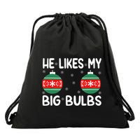 He Likes My Big Bulbs Funny Couples Matching Christmas Drawstring Bag