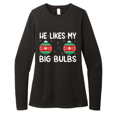 He Likes My Big Bulbs Funny Couples Matching Christmas Womens CVC Long Sleeve Shirt