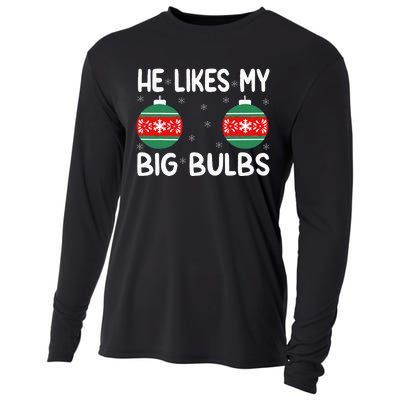 He Likes My Big Bulbs Funny Couples Matching Christmas Cooling Performance Long Sleeve Crew