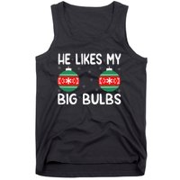 He Likes My Big Bulbs Funny Couples Matching Christmas Tank Top