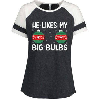 He Likes My Big Bulbs Funny Couples Matching Christmas Enza Ladies Jersey Colorblock Tee