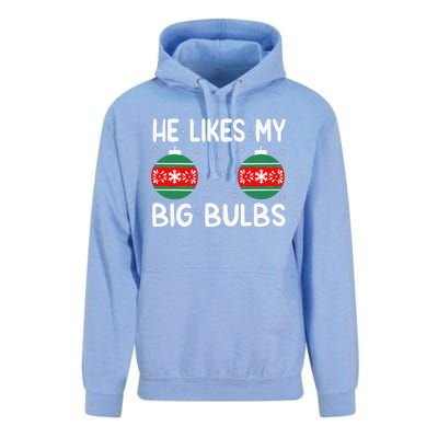 He Likes My Big Bulbs Funny Couples Matching Christmas Unisex Surf Hoodie