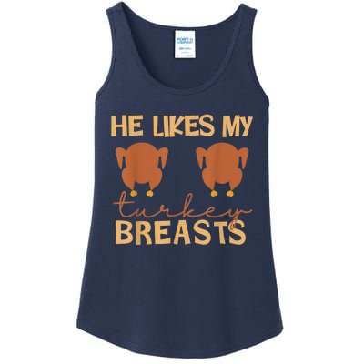 He Likes My Turkey Breasts Couple Matching Thanksgiving Ladies Essential Tank