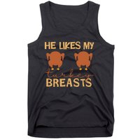 He Likes My Turkey Breasts Couple Matching Thanksgiving Tank Top