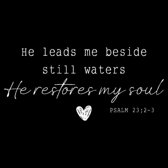 He Leads Me Beside Still Waters He Restores My Soul Flat Bill Trucker Hat