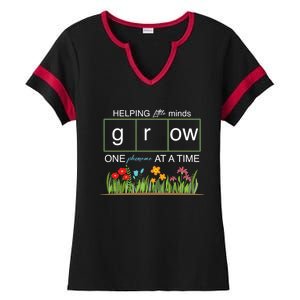 Helping Little Minds Grow Phoneme At A Time Science Coding Cute Gift Ladies Halftime Notch Neck Tee