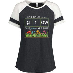 Helping Little Minds Grow Phoneme At A Time Science Coding Cute Gift Enza Ladies Jersey Colorblock Tee