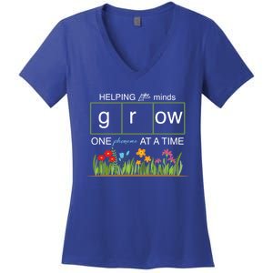 Helping Little Minds Grow Phoneme At A Time Science Coding Cute Gift Women's V-Neck T-Shirt