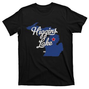 Higgins Lake Michigan MI Map T-Shirt