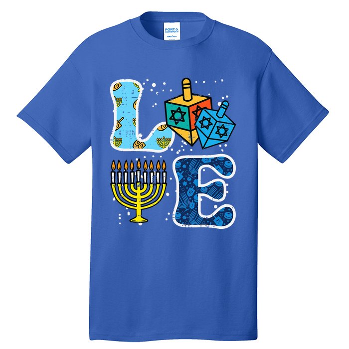 Hanukkah Love Menorah Dreidel Chanukah Jewish  Tall T-Shirt