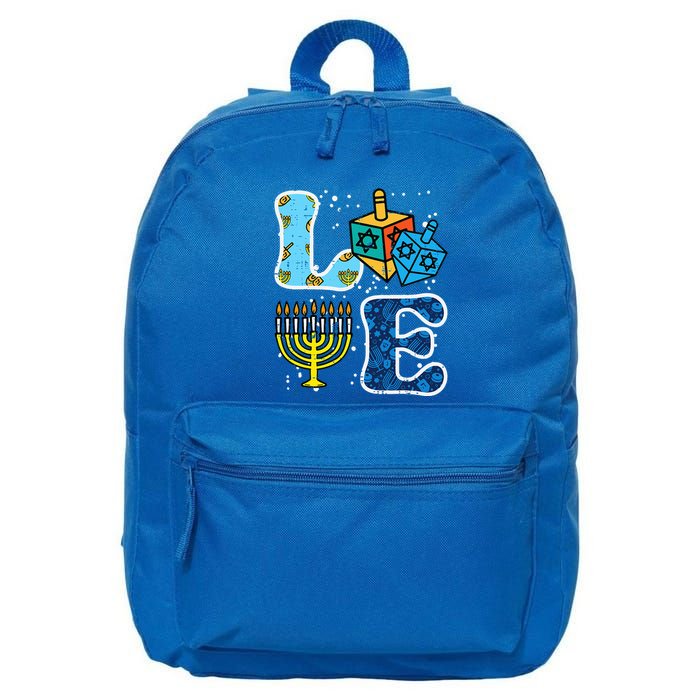 Hanukkah Love Menorah Dreidel Chanukah Jewish  16 in Basic Backpack