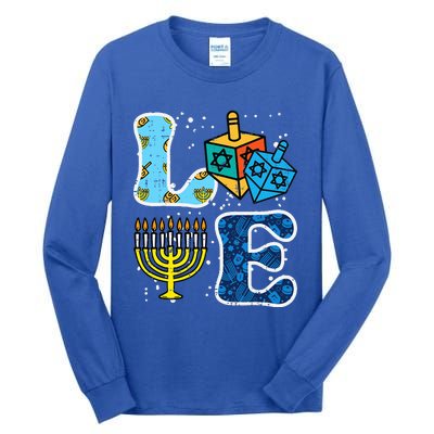 Hanukkah Love Menorah Dreidel Chanukah Jewish  Tall Long Sleeve T-Shirt