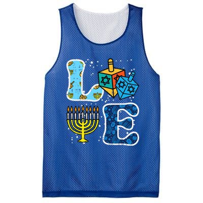 Hanukkah Love Menorah Dreidel Chanukah Jewish  Mesh Reversible Basketball Jersey Tank