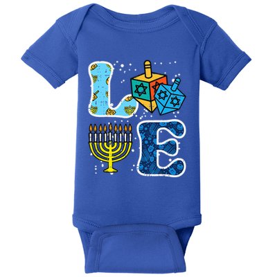 Hanukkah Love Menorah Dreidel Chanukah Jewish  Baby Bodysuit