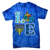 Hanukkah Love Menorah Dreidel Chanukah Jewish  Tie-Dye T-Shirt