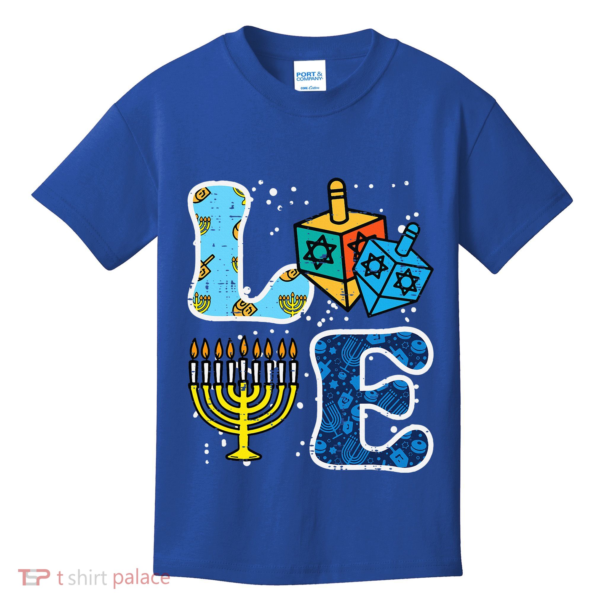 Hanukkah Love Menorah Dreidel Chanukah Jewish  Kids T-Shirt