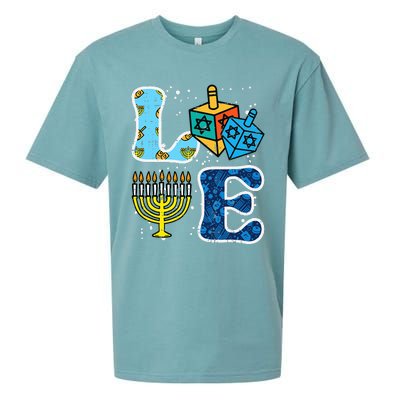 Hanukkah Love Menorah Dreidel Chanukah Jewish  Sueded Cloud Jersey T-Shirt