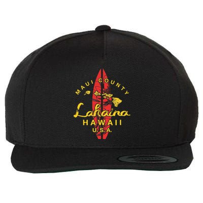 Hawaii Lahaina Maui Vintage Hawaiian Islands Surf Wool Snapback Cap