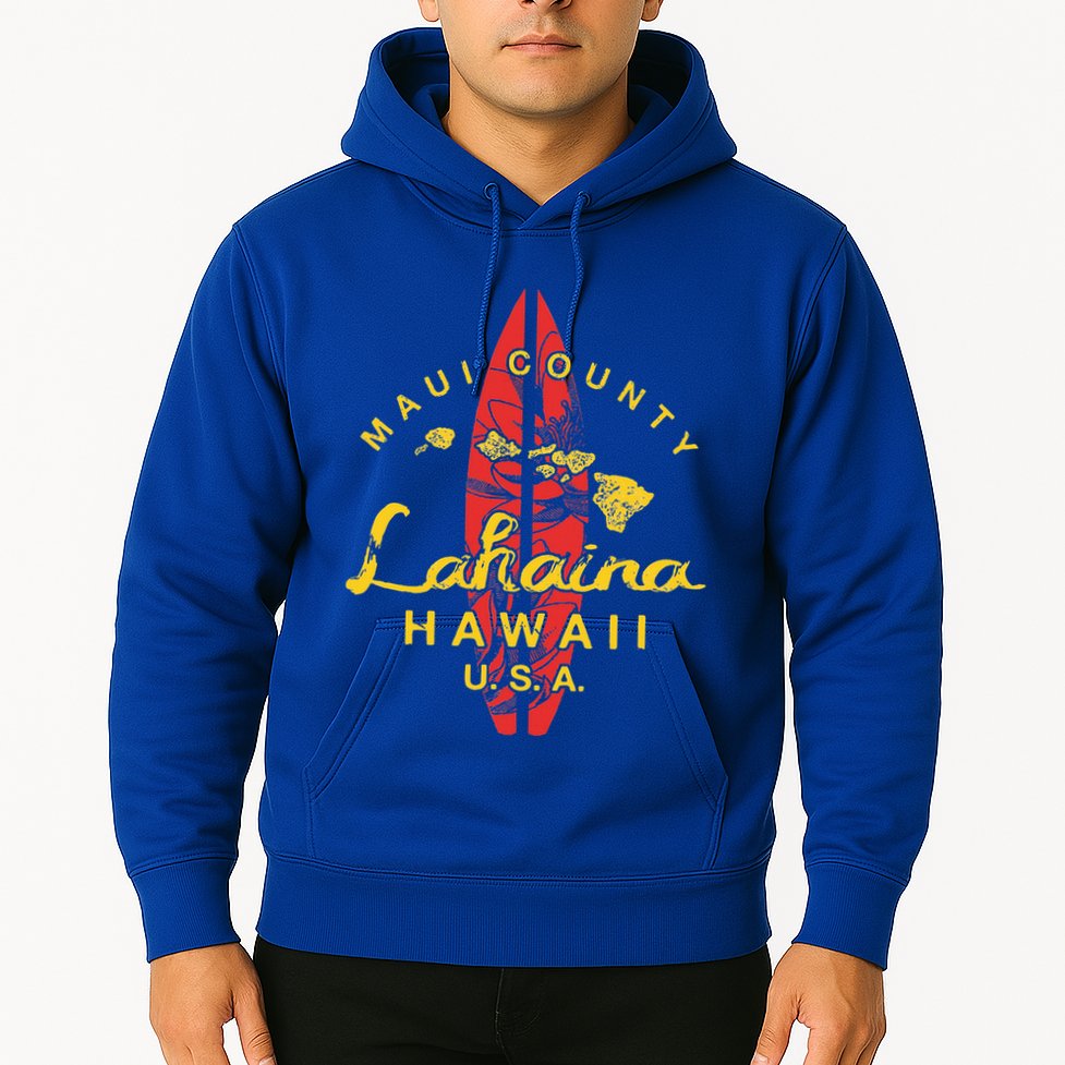 Hawaii Lahaina Maui Vintage Hawaiian Islands Surf Hoodie