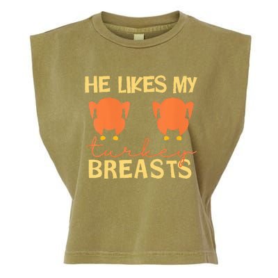 He Likes My Turkey Breasts Couple Matching Thanksgiving  Garment-Dyed Women's Muscle Tee