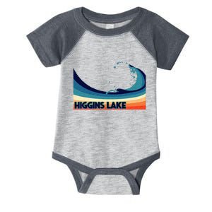 Higgins Lake Michigan Retro Boating Sailing & Fishing Infant Baby Jersey Bodysuit