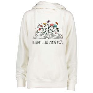 Helping Little Minds Grow Wildflowers Teacher To School Womens Funnel Neck Pullover Hood