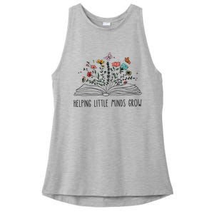 Helping Little Minds Grow Wildflowers Teacher To School Ladies PosiCharge Tri-Blend Wicking Tank