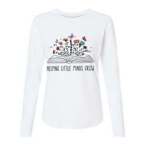 Helping Little Minds Grow Wildflowers Teacher To School Womens Cotton Relaxed Long Sleeve T-Shirt