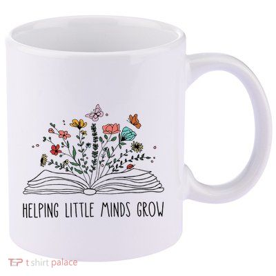 Helping Little Minds Grow Wildflowers Teacher To School 11oz C Handle Ceramic Mug