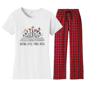 Helping Little Minds Grow Wildflowers Teacher To School Women's Flannel Pajama Set