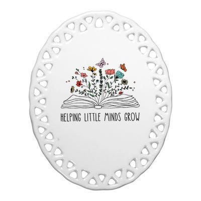 Helping Little Minds Grow Wildflowers Teacher To School Ceramic Oval Ornament