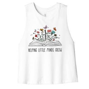 Helping Little Minds Grow Wildflowers Teacher To School Women's Racerback Cropped Tank