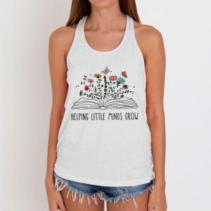 Helping Little Minds Grow Wildflowers Teacher To School Women's Knotted Racerback Tank